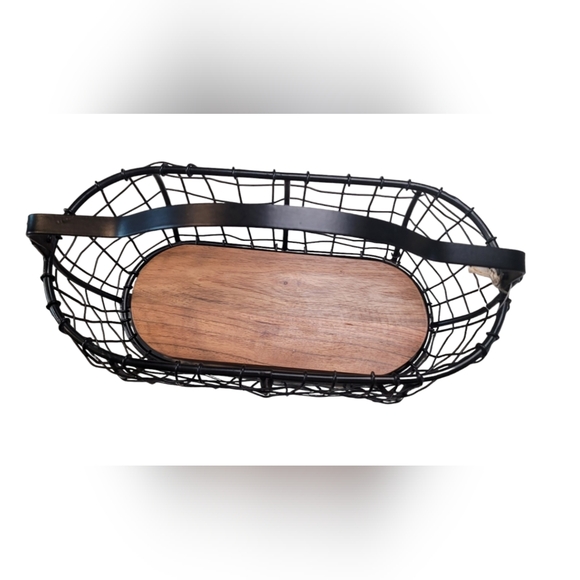 Metal & Wood Wire Basket - Picture 5 of 13